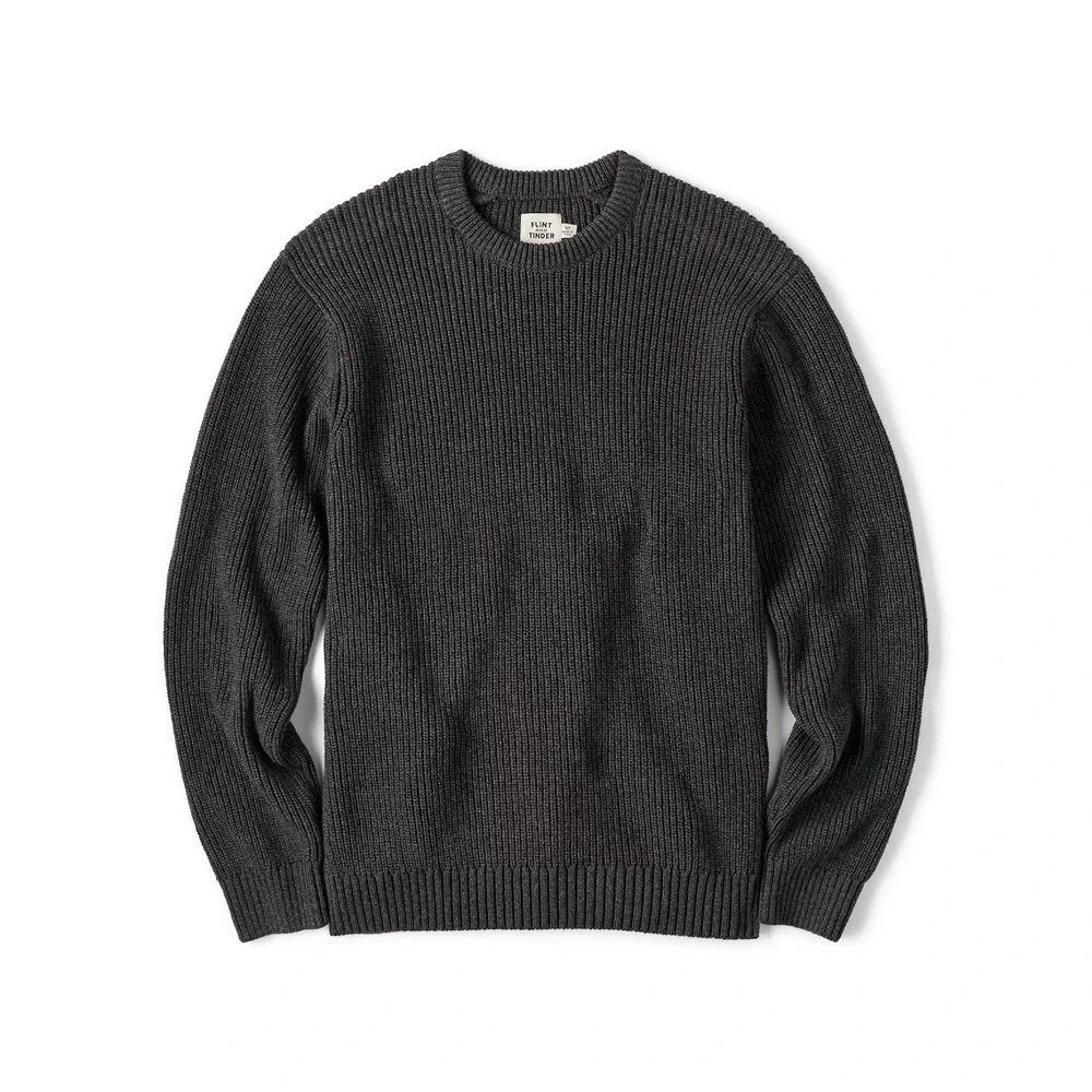 Men's Flint And Tinder Bolinas Recycled Cotton Crewneck Sweater Charcoal Grey XS